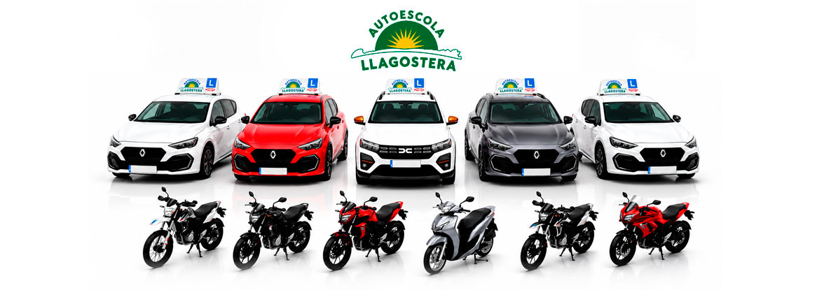 Flota de cotxes i motos d'Autoescola Llagostera